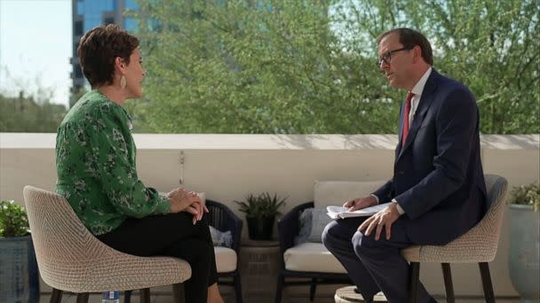 PHOTO: Arizona GOP candidate for Governor, Kari Lake, is shown during an interview with Jon Karl for GMA3 and 'This Week.' (ABC News)