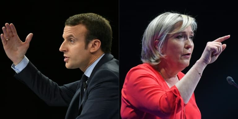 Photomontage d'Emmanuel Macron le 16 décembre 2016 et de Marine Le Pen le 11 mars 2017 lors de la campagne pour la présidentielle de 2017 - Eric FEFERBERG, ALAIN JOCARD © 2019 AFP