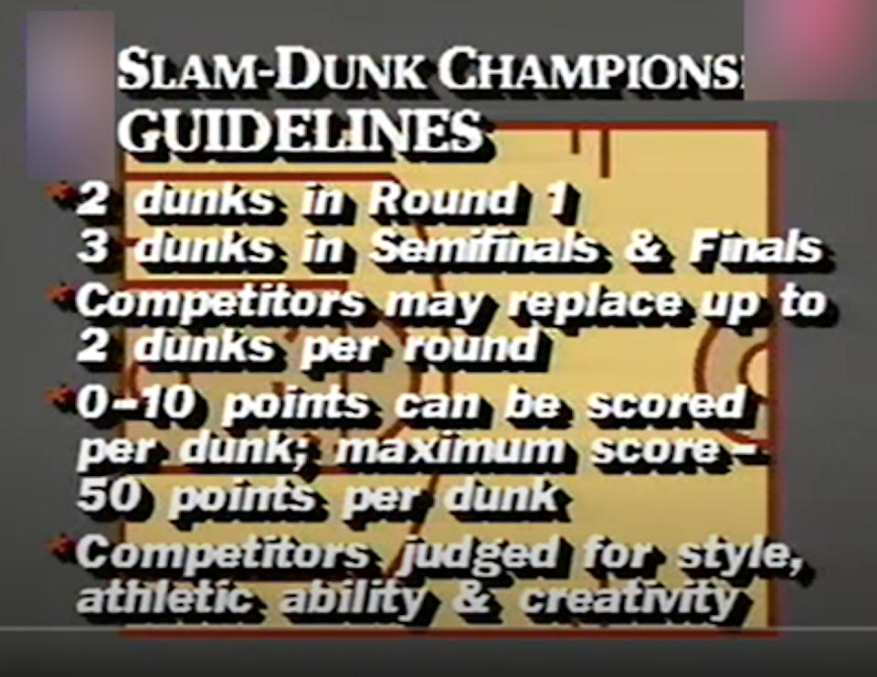 Image captured from the NBATV broadcast of 1987 NBA Slam Dunk Contest. Source: NBA.