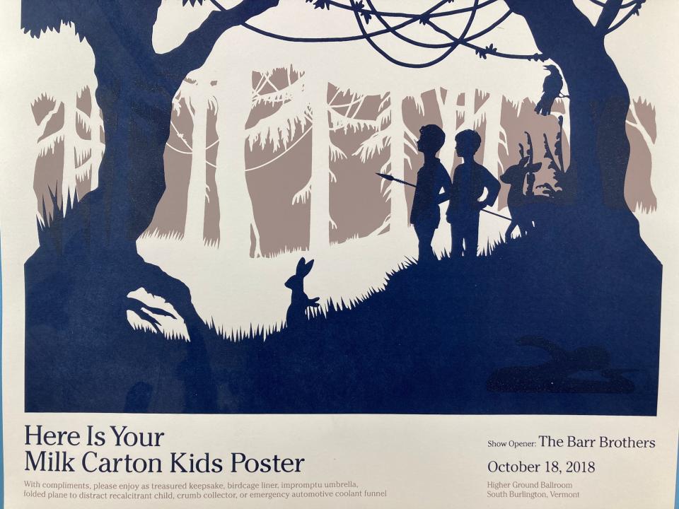 A poster from the concert by The Milk Carton Kids at Higher Ground in South Burlington on Oct. 18, 2018.
