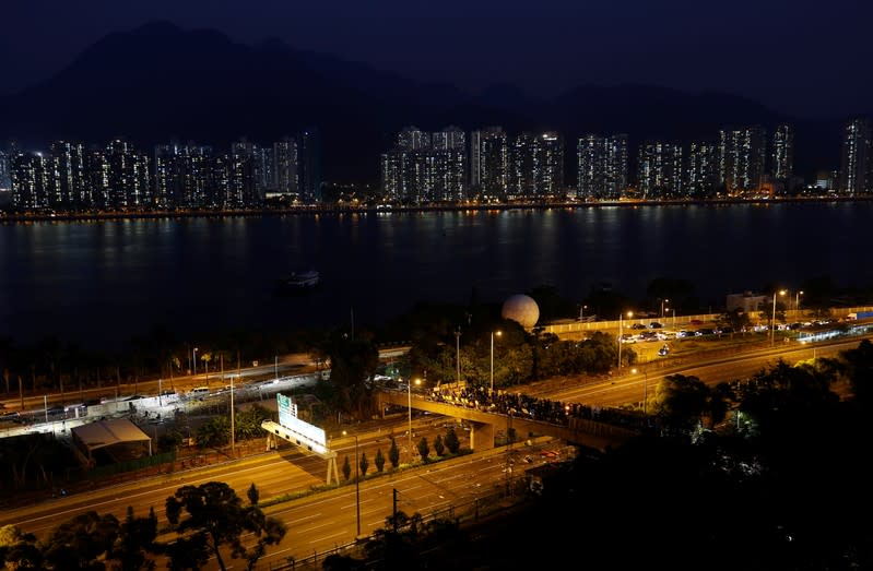 Protesters at the Chinese University in Hong Kong