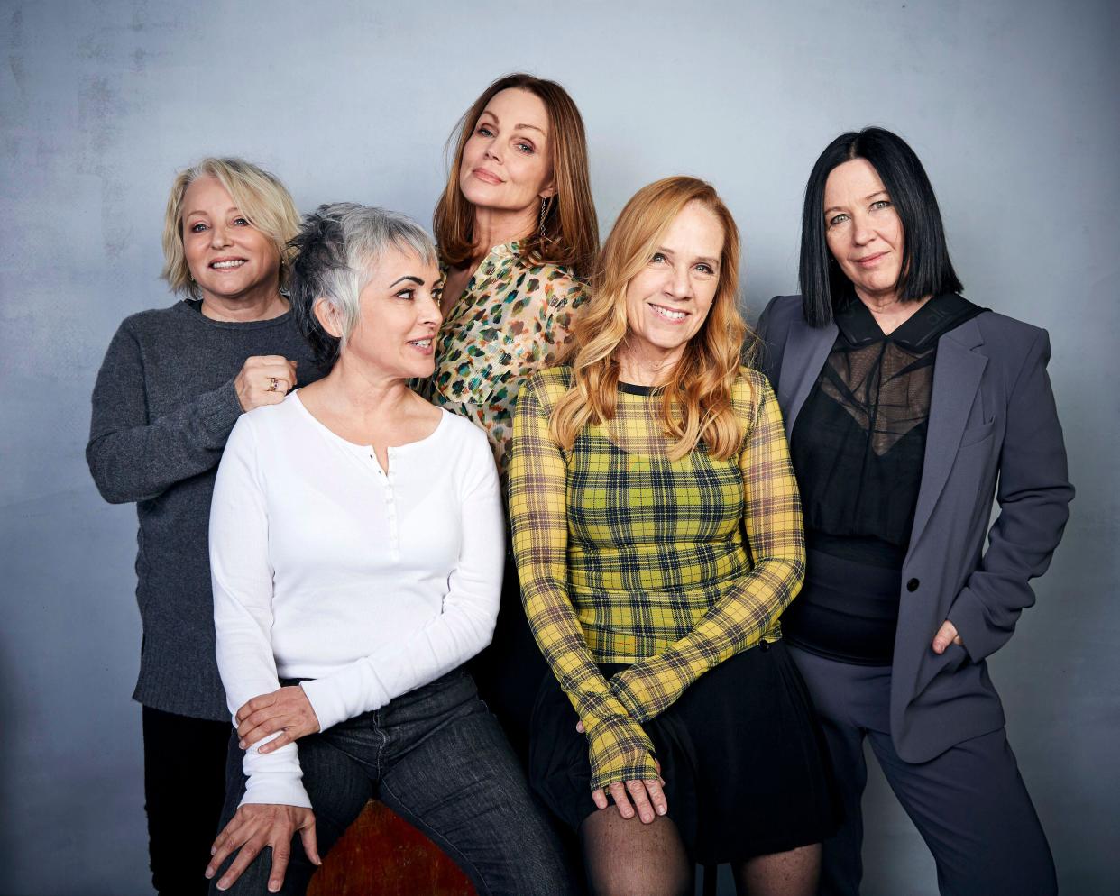 Gina Schock, from left, Jane Wiedlin, Belinda Carlisle, Charlotte Caffey and Kathy Valentine pose for a portrait to promote the film 