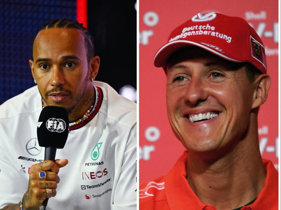 Lewis Hamilton has given a glowing tribute to Michael Schumacher in a new documentary (Getty Images)