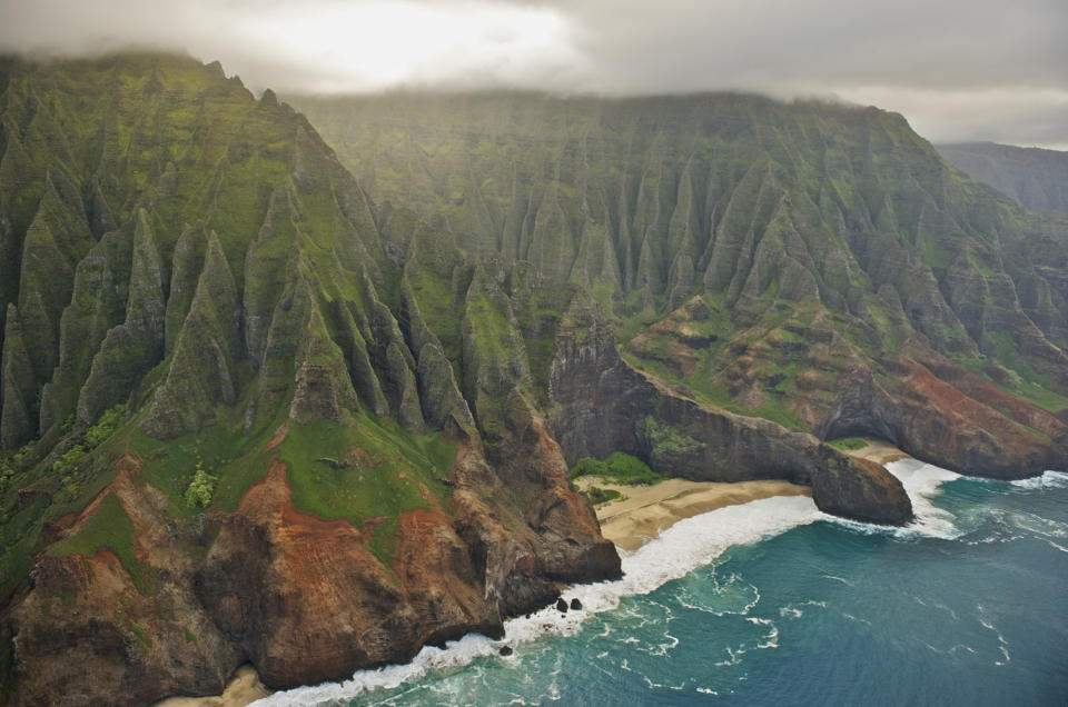 Aerial view of Na Pali Coast, Kauai.