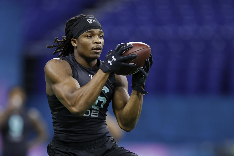 The New England Patriots selected Lenoir-Rhyne safety Kyle Dugger with their first pick of the 2020 NFL draft. (Photo by Joe Robbins/Getty Images)