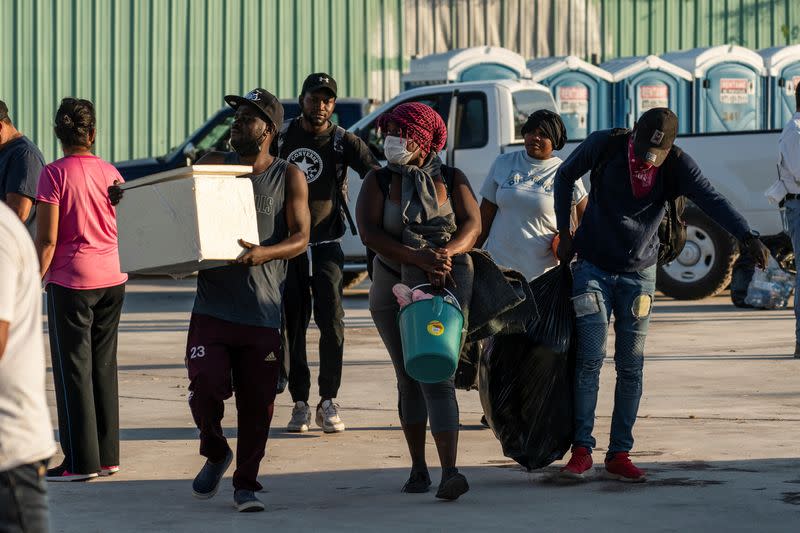 Asylum-seeking migrants in the U.S. return back to Mexican side of the border in Ciudad Acuna, Mexico