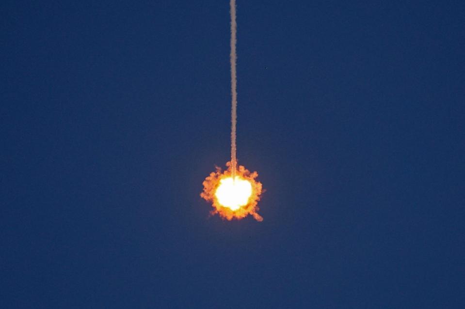 Israel's Iron Dome air defence system intercepts a rocket launched from the Gaza Strip (AFP via Getty Images)