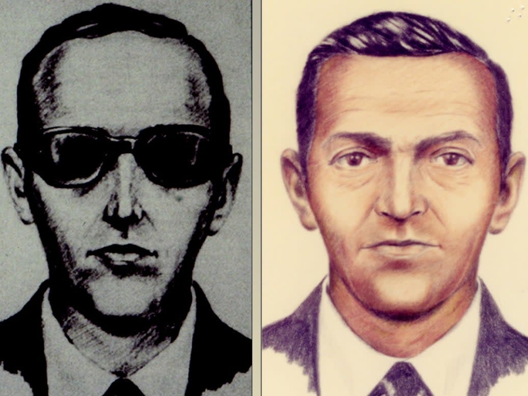 Sketches of the mysterious DB Cooper compiled from descriptions by passengers and crew from the hijacked flight (FBI)