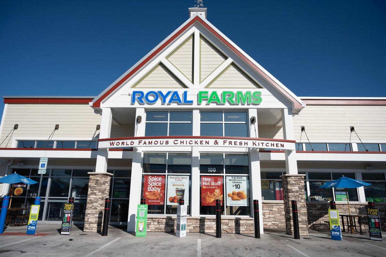 The exterior of a Royal Farms convenience store in Maryland. The chain has plans to bring four new stores to the Wilmington area, starting next year.