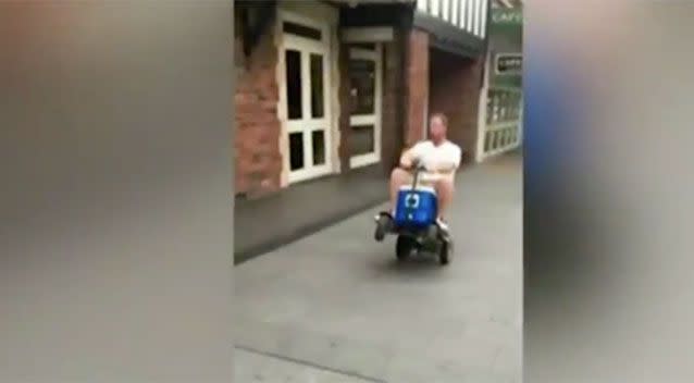 James Wallace was filmed riding the motorised esky. Picture: 7 News
