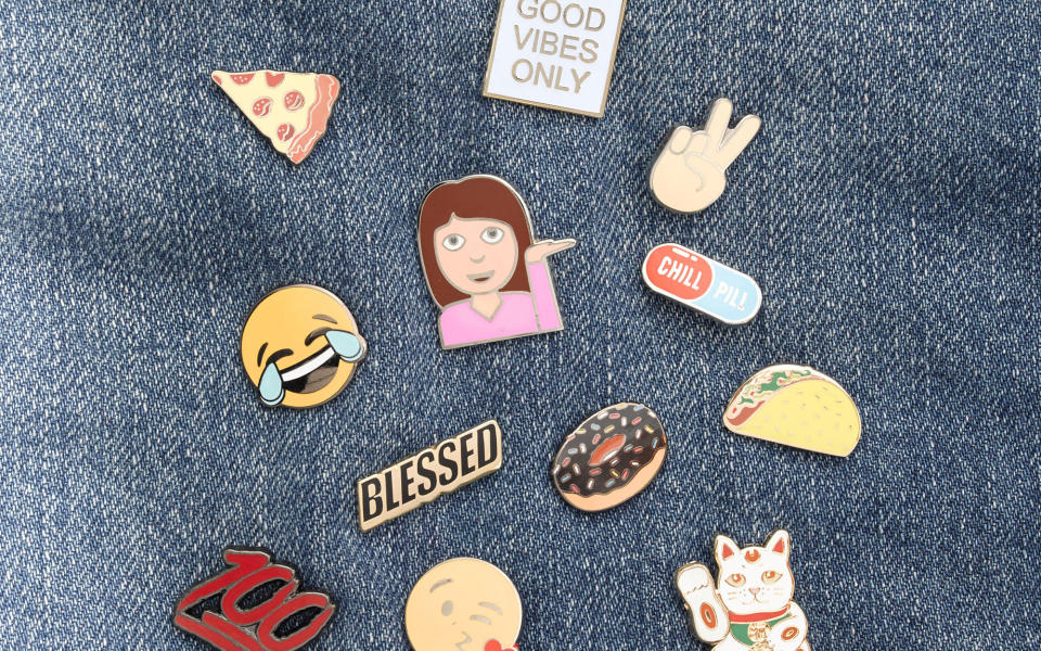 These enamel pinsinspired by some of the most popular memes and Emojiswill look great on lapels and backpacks.To buy: $12 each; madewell.com