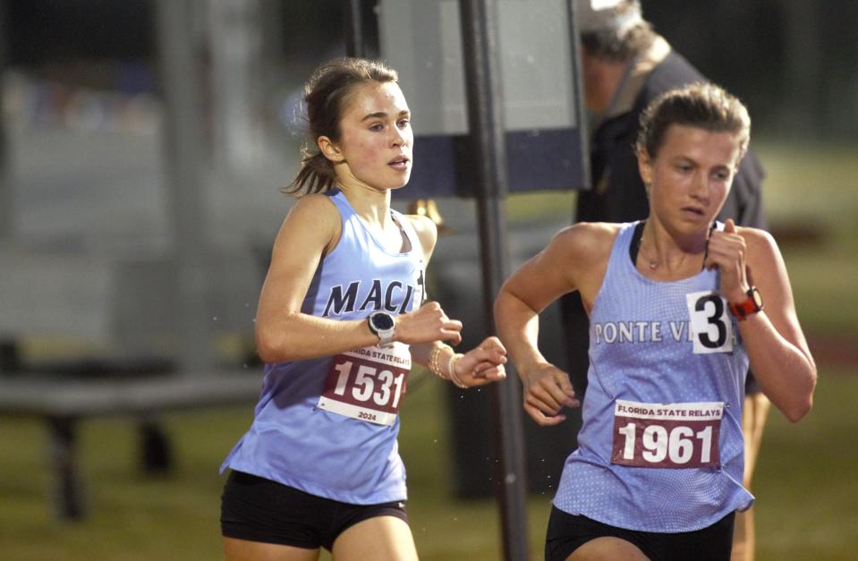 Track and field athletes from Florida and other states compete at the annual FSU Relays at Mike Long Track for night one action on Friday, March 22, 2024.