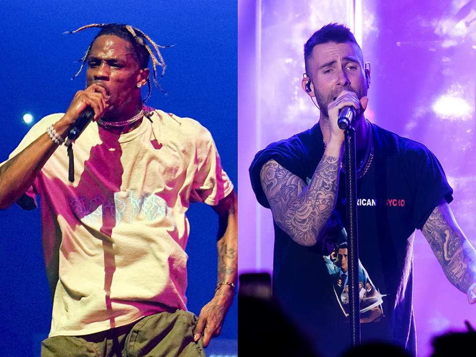 Travis Scott and Maroon 5. (Photo: Getty Images)