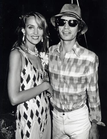<p>Ron Galella/Ron Galella Collection via Getty</p> Jerry Hall and Mick Jagger in 1981
