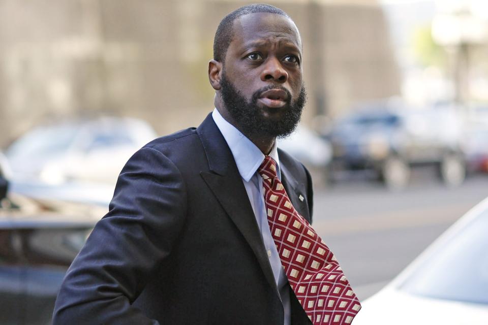 Pras Michel, former member of the Fugees, arrives to federal court in Washington, DC, US, on Monday, April 3, 2023. A prosecutor told jurors last week that Michel was driven by greed and "profited exorbitantly" as he sought to lobby the US government illegally on behalf of a financier accused of orchestrating the looting of billions of dollars from Malaysian development fund 1MDB. Photographer: Ting Shen/Bloomberg via Getty Images