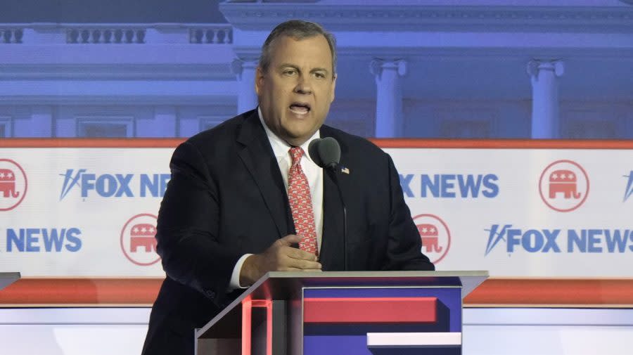 <em>Former New Jersey Gov. Chris Christie speaks during a Republican presidential primary debate hosted by FOX News Channel on Wednesday, Aug. 23, 2023, in Milwaukee.</em> (AP Photo/Morry Gash)
