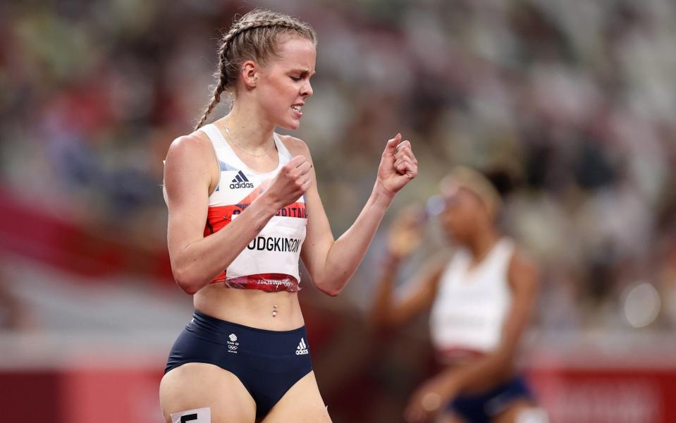 Keely Hodgkinson of Team Great Britain reacts after competing in the Women's 800m Semi-Final on day eight of the Tokyo 2020 Olympic Games at Olympic Stadium on July 31, 2021 in Tokyo, Japan.  - GETTY IMAGES