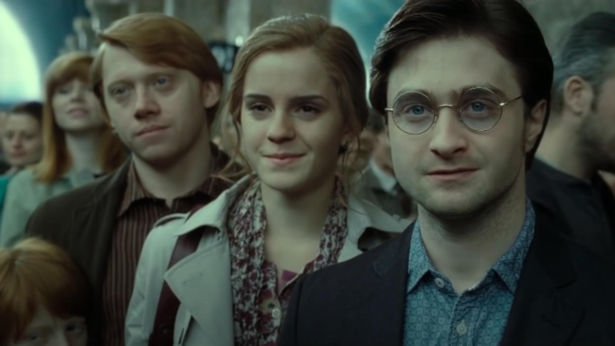  Rupert Grint, Emma Watson, and Daniel Radcliffe in Harry Potter and the Deathly Hallows Part 2. 