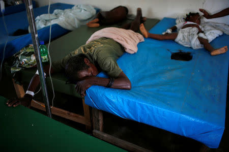 People are being treated at the cholera treatment center at the hospital after Hurricane Matthew passes in Jeremie, Haiti, October 9, 2016. REUTERS/Carlos Garcia Rawlins