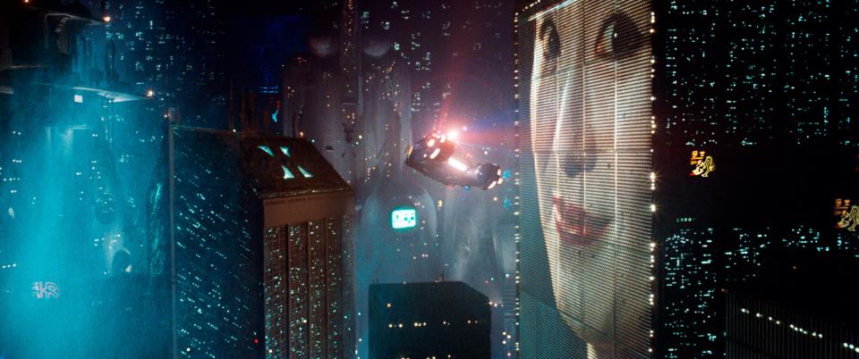 L.A. is a futuristic, lit-up noir metropolis in Ridley Scott's "Blade Runner."