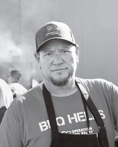 <p> Courtesy Krista Carpenter-Beasley</p> Pitmaster Stan Hays provides disaster relief in the form of barbecue.