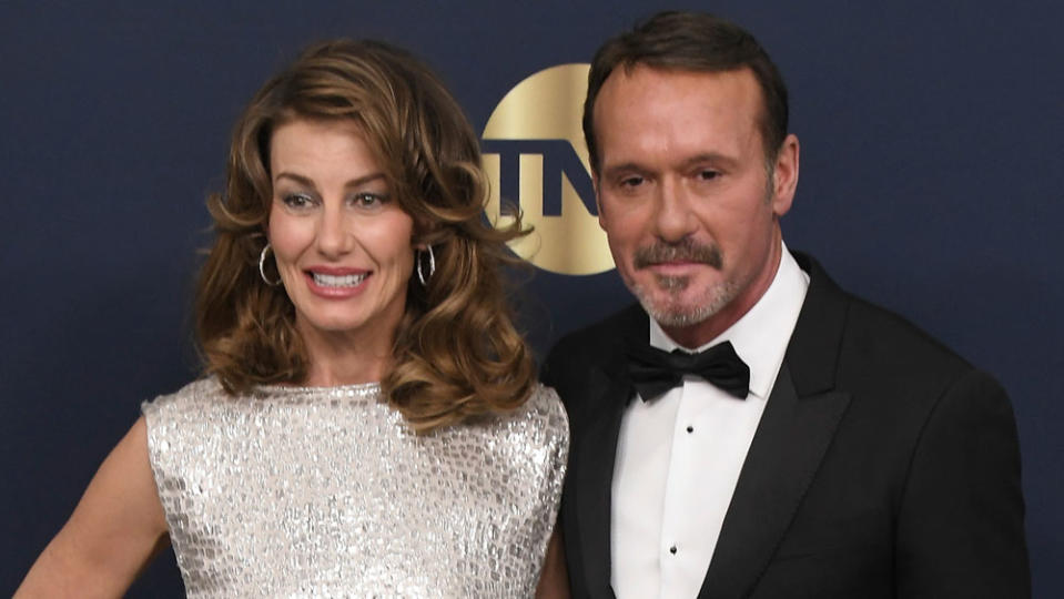 Faith Hill and Tim McGraw arrive at the 28th Screen Actors Guild Awards held at the Barker Hangar in Santa Monica on Feb. 27, 2022/ - Credit: Sipa USA via AP