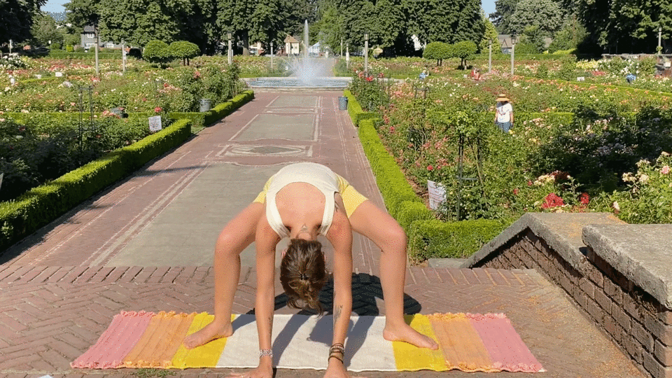 Woman in Goddess Pose releasing tension in her neck