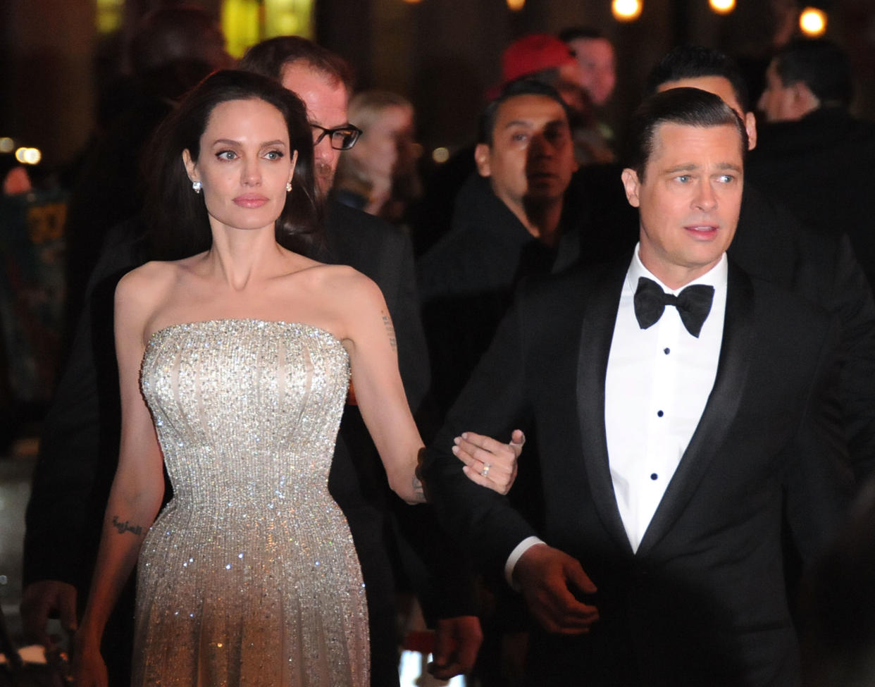 Angelina Jolie and Brad Pitt arrive at the AFI premiere of <em>By the Sea</em> on Nov. 5, 2015, in Hollywood. (Photo: Barry King/Getty Images)