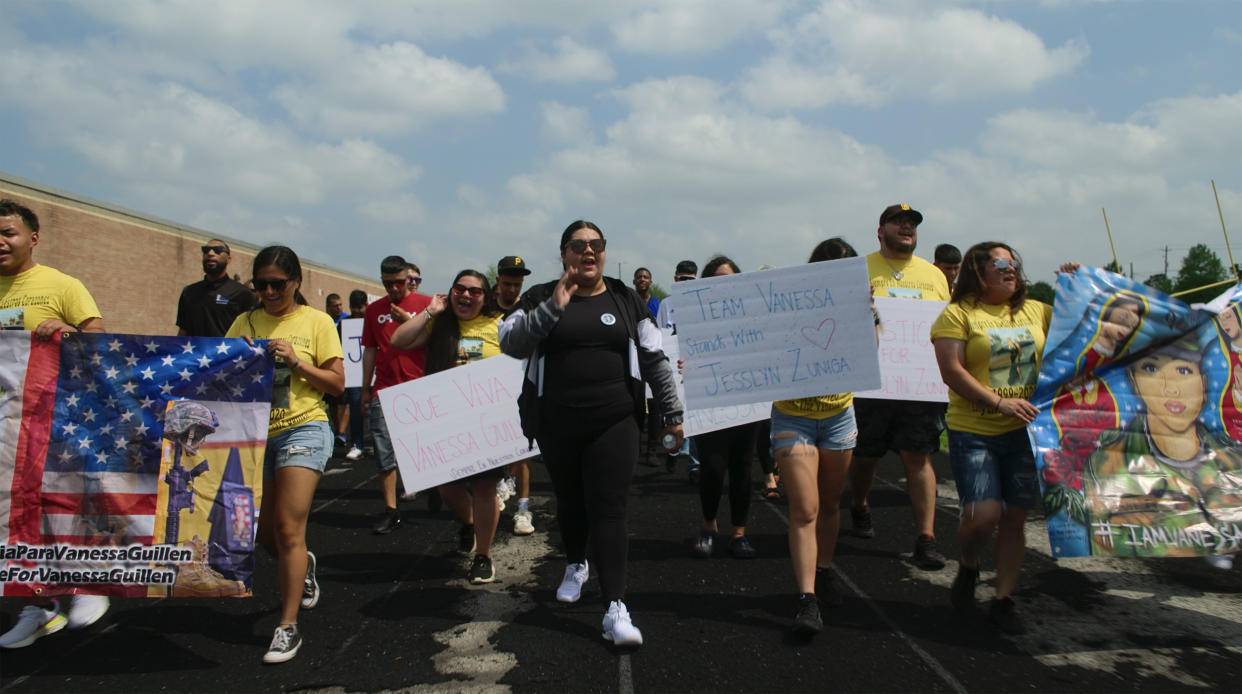 Mayra Guillen, center, in 