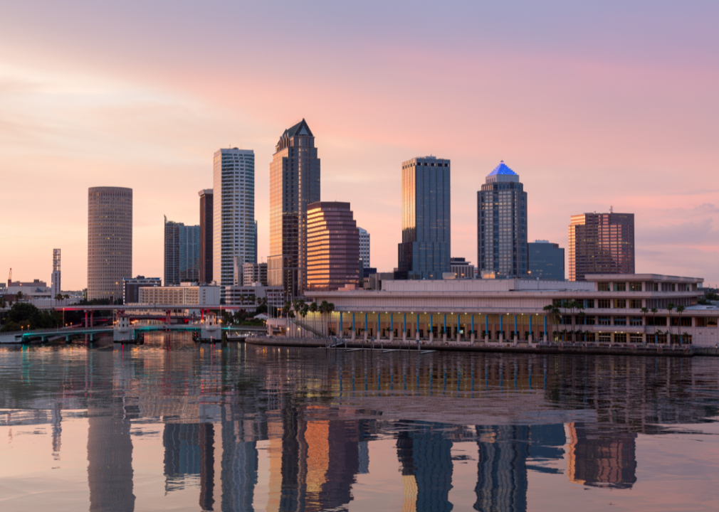 tampa skyline at sunset