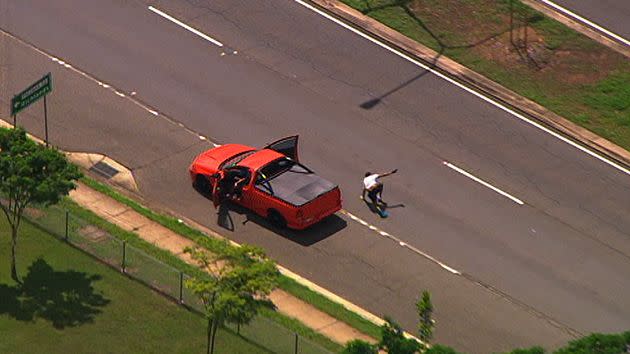 The 7News helicopter tracked the alleged thieves throughout the chase.