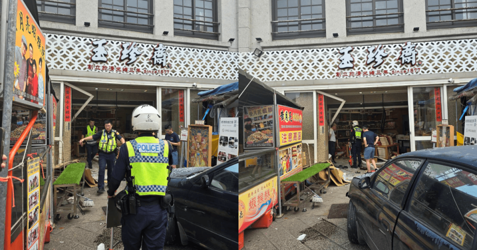 鹿港玉珍齋天后宮分店遭自小客車衝撞。（翻攝畫面）