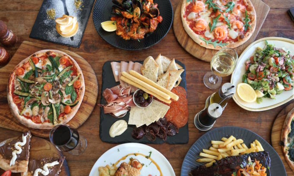 dinner table filled with food