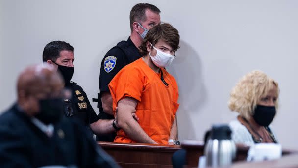 PHOTO: In this May 19, 2022, file photo, Payton Gendron is escorted in for a hearing at Erie County Court in Buffalo, NY. (Kent Nishimura/Los Angeles Times via Getty Images, FILE)