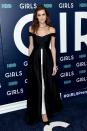 <p>Allison seriously worked the dress over trousers look, pairing an off-the-shoulder black gown with silver-hued cigarette pants. <i>[Photo: Getty]</i> </p>