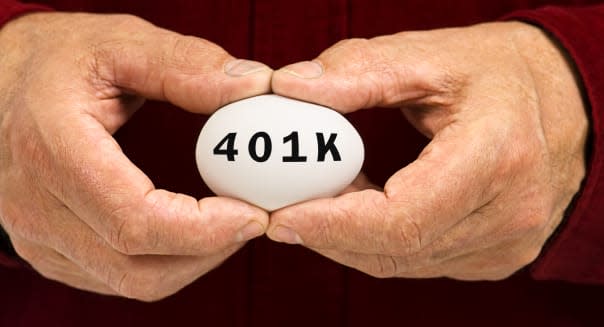 white egg with 401k written on...