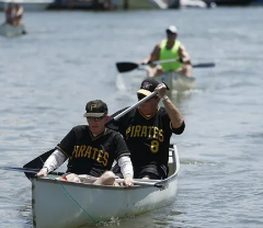 Michael and Henry Watkins at the Great Canoe Race in 2016.