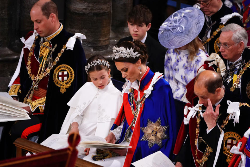 Princess Charlotte and Catherine, Princess of Wales during the Coronation of King Charles III and Queen Camilla on May 6 in London.