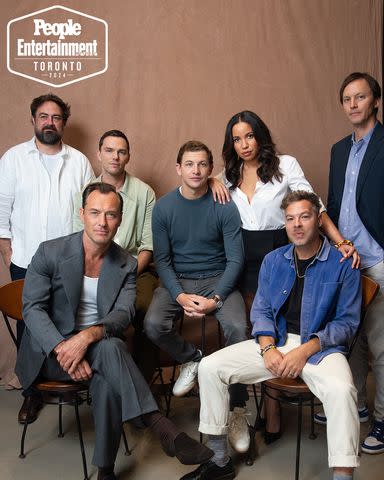 <p>Ben Trivett/Shutterstock</p> Clockwise from bottom left: Jude Law, Justin Kurzel, Nicholas Hoult, Tye Sheridan, Jurnee Smollett, producer Bryan Haas, Zach Baylin (The Order) photographed in the PEOPLE, EW and Shutterstock Toronto International Film Festival 2024 Portrait Studio on September 8, 2024 in Toronto, Ontario, Canada