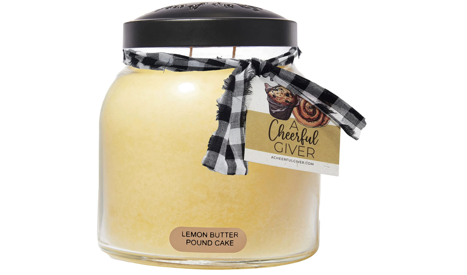 A Cheerful Giver — Lemon Butter Pound Cake - 34oz Papa Scented Candle Jar with Lid - Keepers of the Light - 155 Hours of Burn Time, Gift for Women, Yellow
