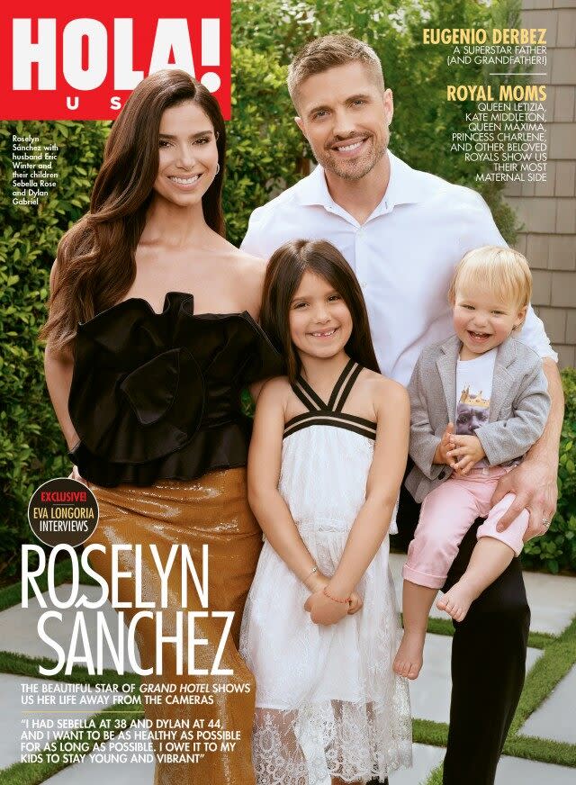 The 46-year-old actress covers the May/June issue of 'HOLA USA' with her husband and two children.