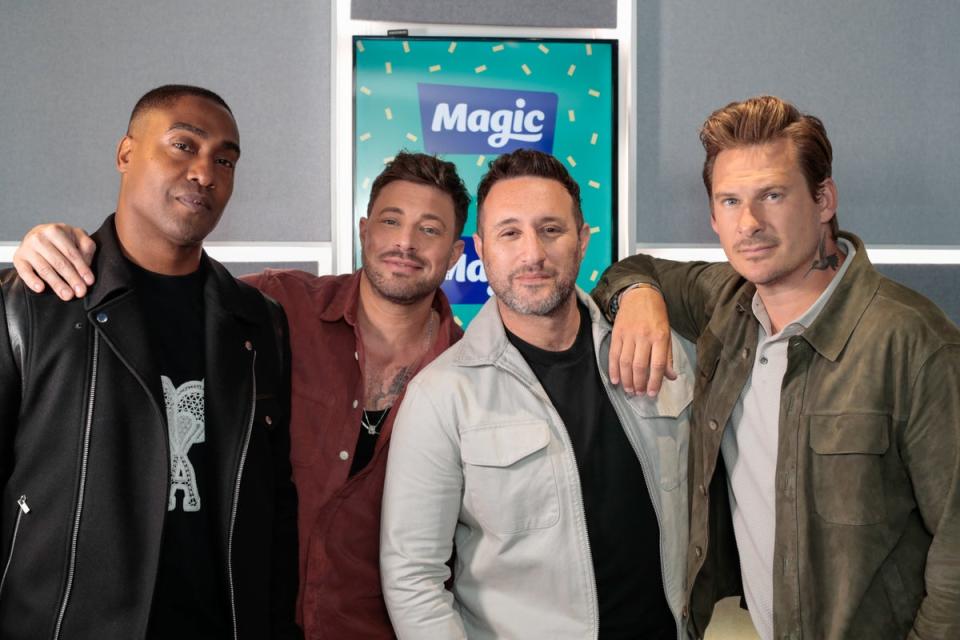 Simon Webbe, Duncan James, Antony Costa and Lee Ryan of Blue visit Magic Radio (Getty Images for Bauer Media)