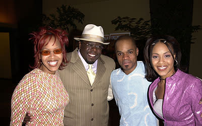 Mary Mary with Cedric The Entertainer and Kirk Franklin at the Hollywood premiere of Fox Searchlight's Kingdom Come