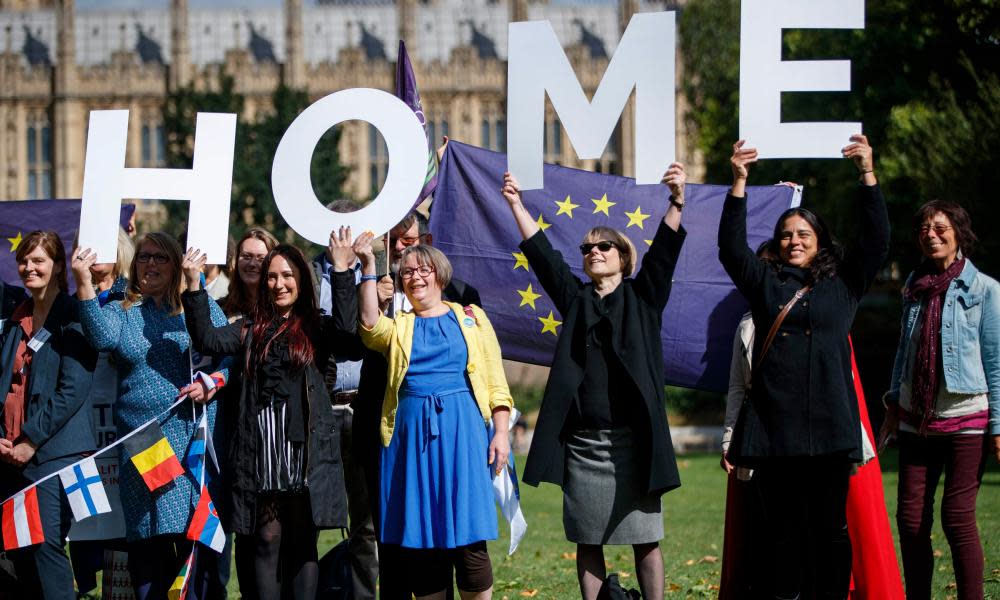 A protest last year outside parliament about the post-Brexit rights of EU citizens living in the UK.