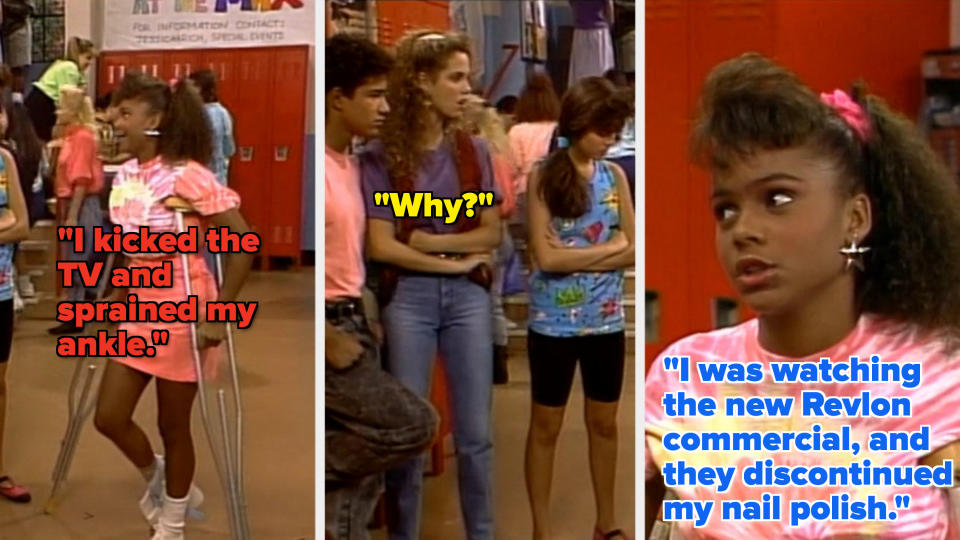 Lisa explains how she sprained her ankle to Slater, Jessie and Kelly