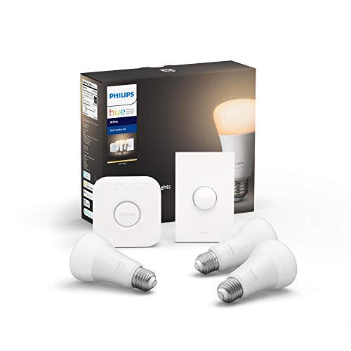 Philips Hue White Base Lumen (60W) Smart Button Starter Kit, Works With Amazon Alexa, Google As…