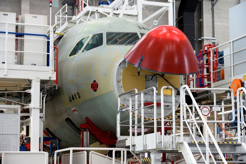 FILE PHOTO: A general view in a new A320 production line at the Airbus plant in Hamburg