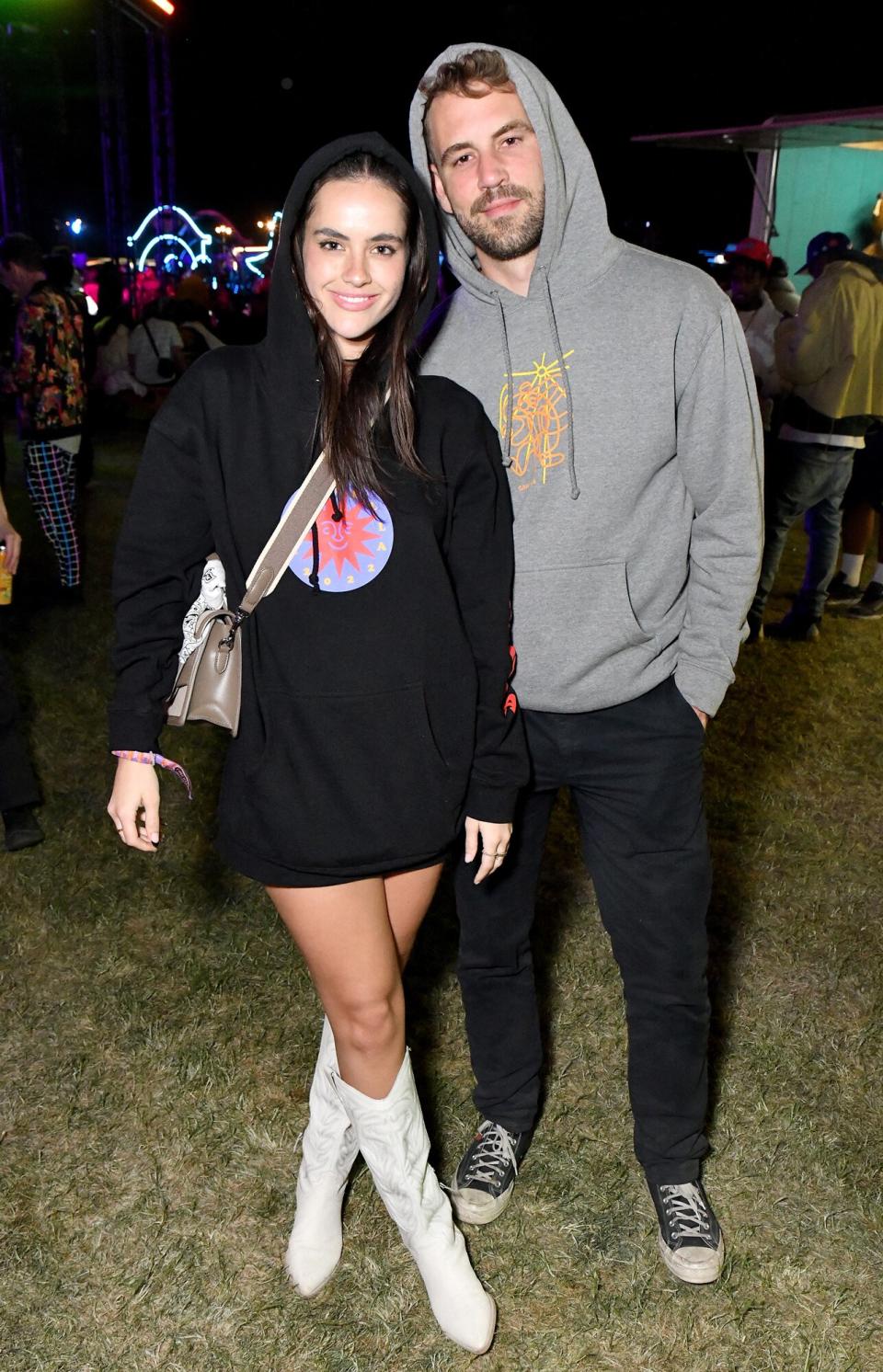 Natalie Joy and Nick Viall attend Levi's and Tequila Don Julio Present Neon Carnival with Hydration by Liquid I.V. on April 16, 2022 in Thermal, California