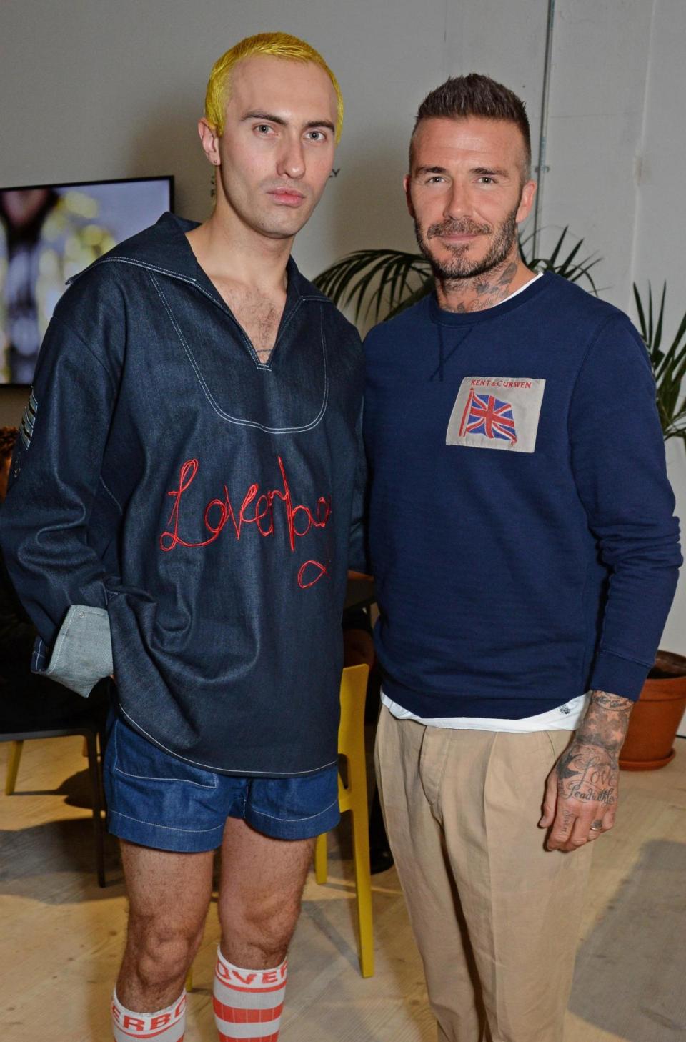 Charles Jeffrey and David Beckham attend the NEWGEN London Fashion Week Men's Breakfast (Dave Benett)