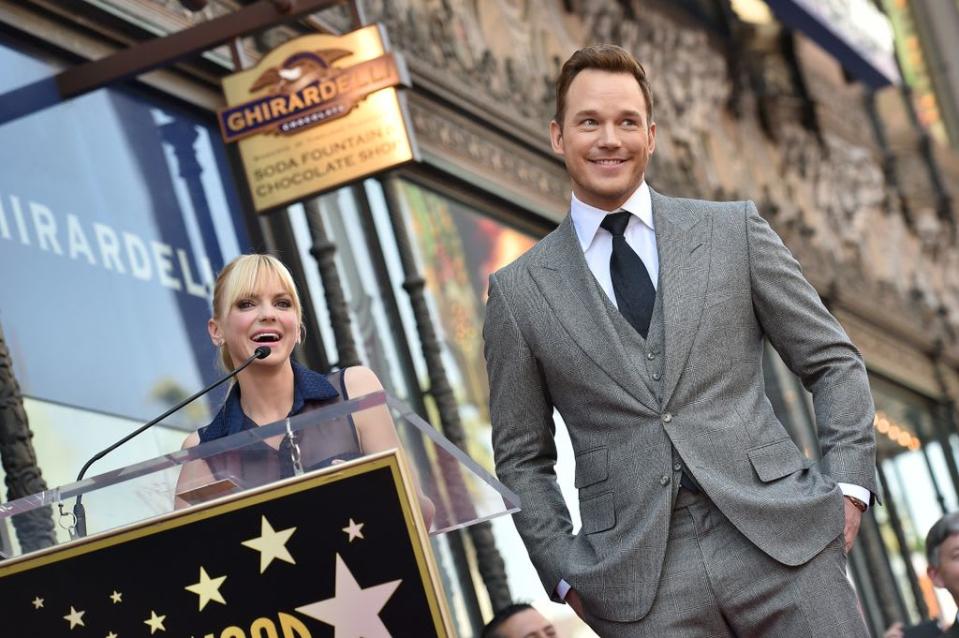 Anna Faris and Chris Pratt attend the ceremony honoring Chris Pratt with a star on the Hollywood Walk of Fame on April 21, 2017 in Hollywood, California